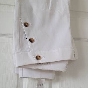 LOFT White Skinny Pants with Button Detail